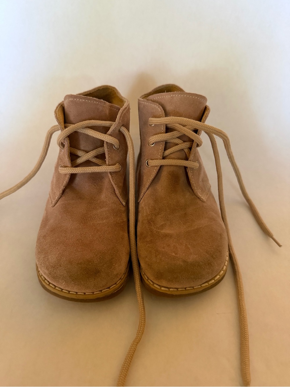 Children's Suede Lace-Up Boots in Light Pink